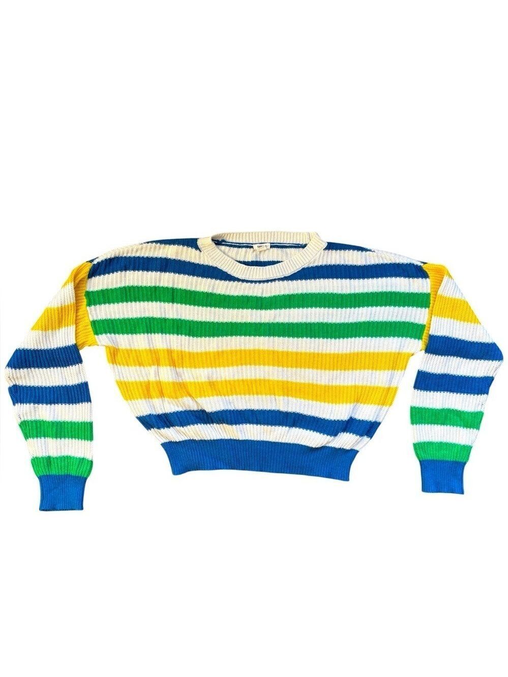 2/$15 Garage Multicolor Striped Cropped Sweater Small